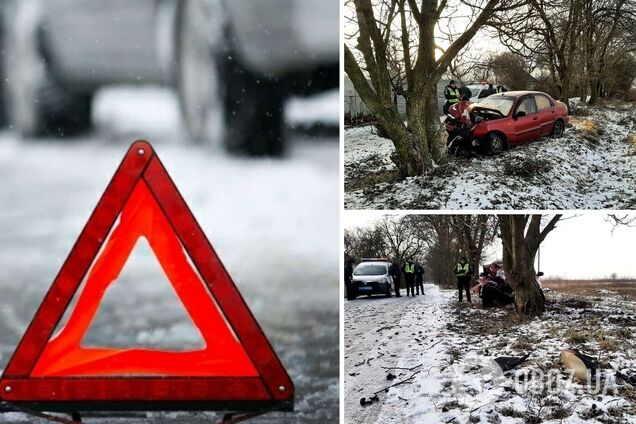 Легковушка на скорости протаранила дерево