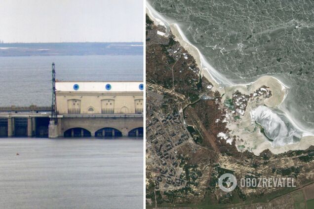 Оккупанты сбрасывают воду из Каховского водохранилища, это угрожает катастрофой на ЗАЭС: спутниковые фото