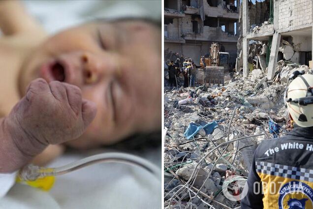 Дівчинку, яка народилася під завалами будинку в Сирії, заберуть рідні: вся родина дитини загинула. Фото 