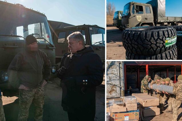 Порошенко привез бригаде ПВО на южном фронте DAFы и оборудование