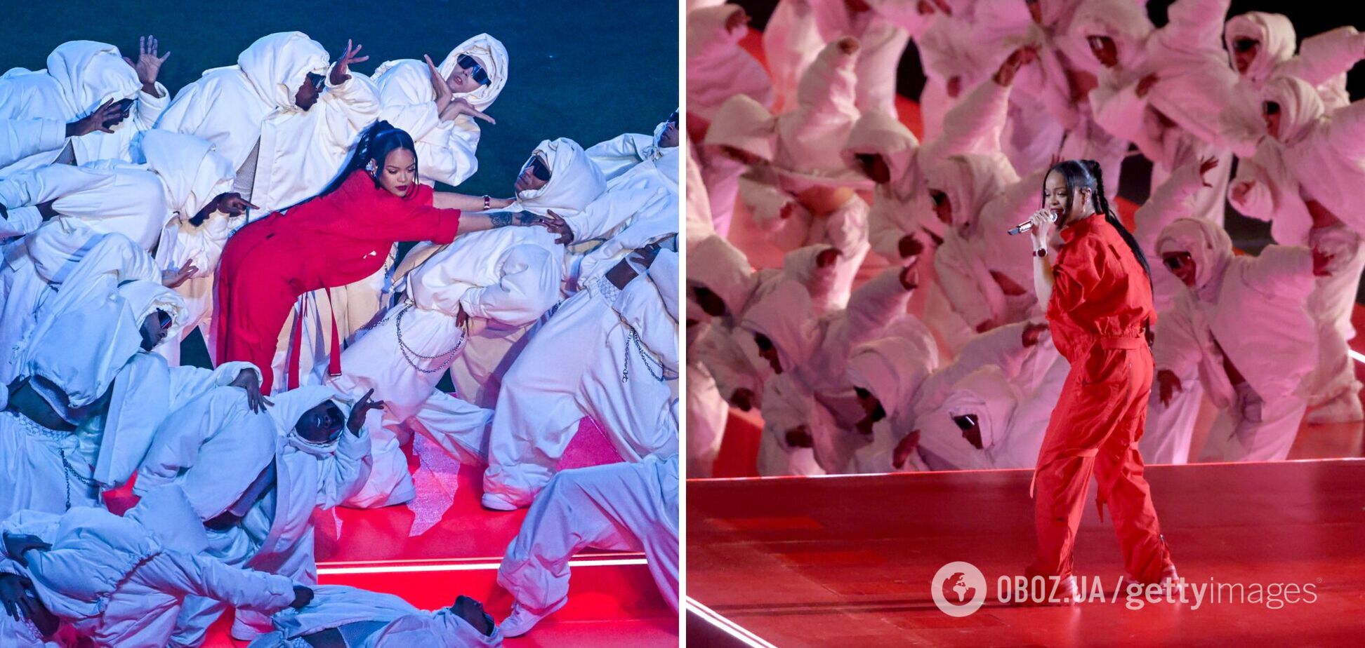 Танцоры Рианны в одинаковых белоснежных костюмах стали мемом в сети. Яркие фото