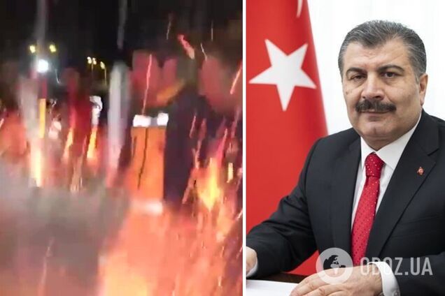 Говорили про наслідки землетрусу: під час інтерв'ю глави МОЗ Туреччини стався дивний вибух. Відео