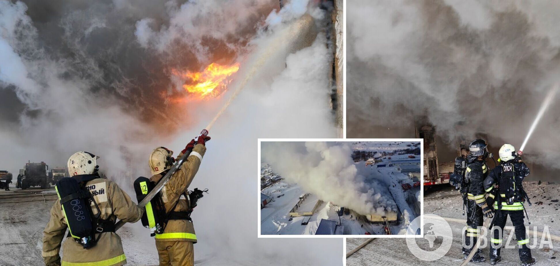 У російському Магадані трапилася потужна пожежа: згорів склад із вантажною технікою. Фото і відео