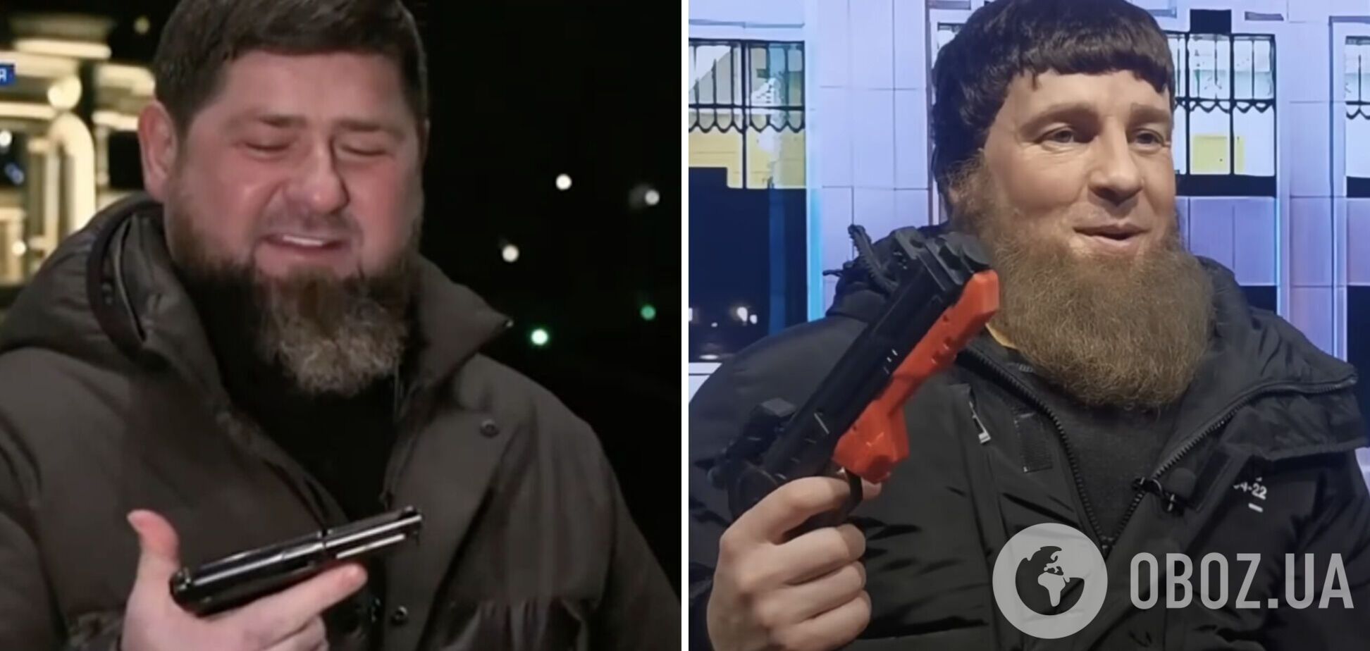 Зірка 'Кварталу' в образі Кадирова з трофейним пістолетом склав пакунок Зеленському для 'гідного кроку'