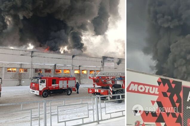 У російському Красноярську спалахнула потужна пожежа на складі, валить чорний дим. Фото і відео