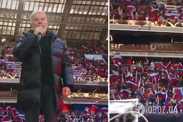 Газманов заклеил логотип пуховика Prada, чтобы спеть об офицерах на 'шабаше' в 'Лужниках'. Фото