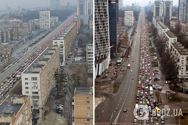 Затори на проспекті в перши день вторгнення