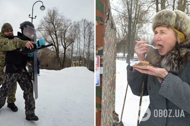 Пенсіонери їли гречку, школярі звикали до ОМОНу: в Санкт-Петербурзі провели святкову акцію. Фото 