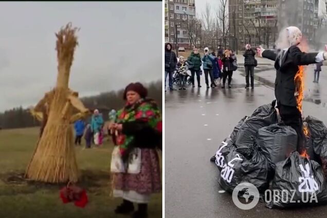 У Києві і Дніпрі спалили опудала Путіна на гуляннях в останній день Масниці. Відео