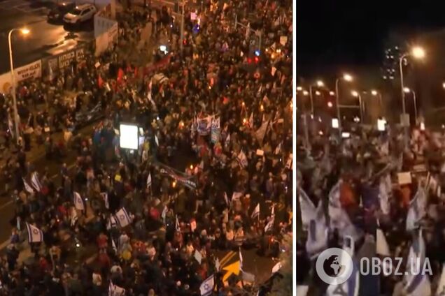 Десятки тысяч израильтян вышли на улицы, протестуя против судебной реформы Нетаньяху. Фото