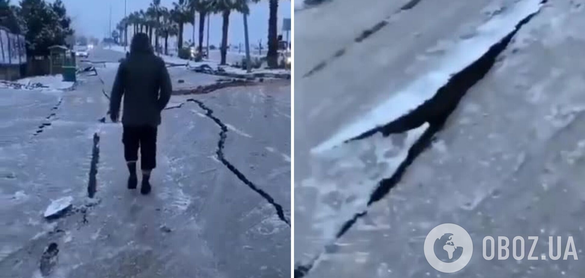 В Турции улицы одного из городов покрылись гигантскими трещинами после землетрясения. Видео