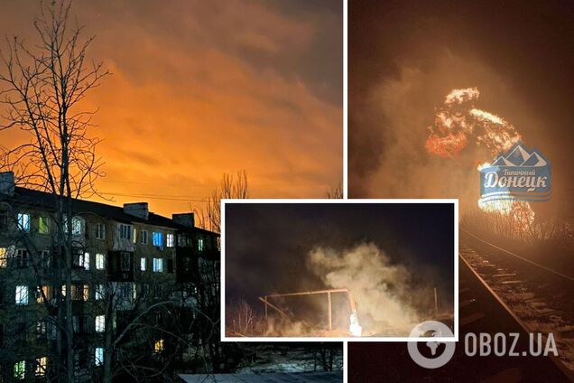 В окупованій Макіївці 'бавовна' на газопроводі: стовп вогню видно з Донецька. Фото і відео