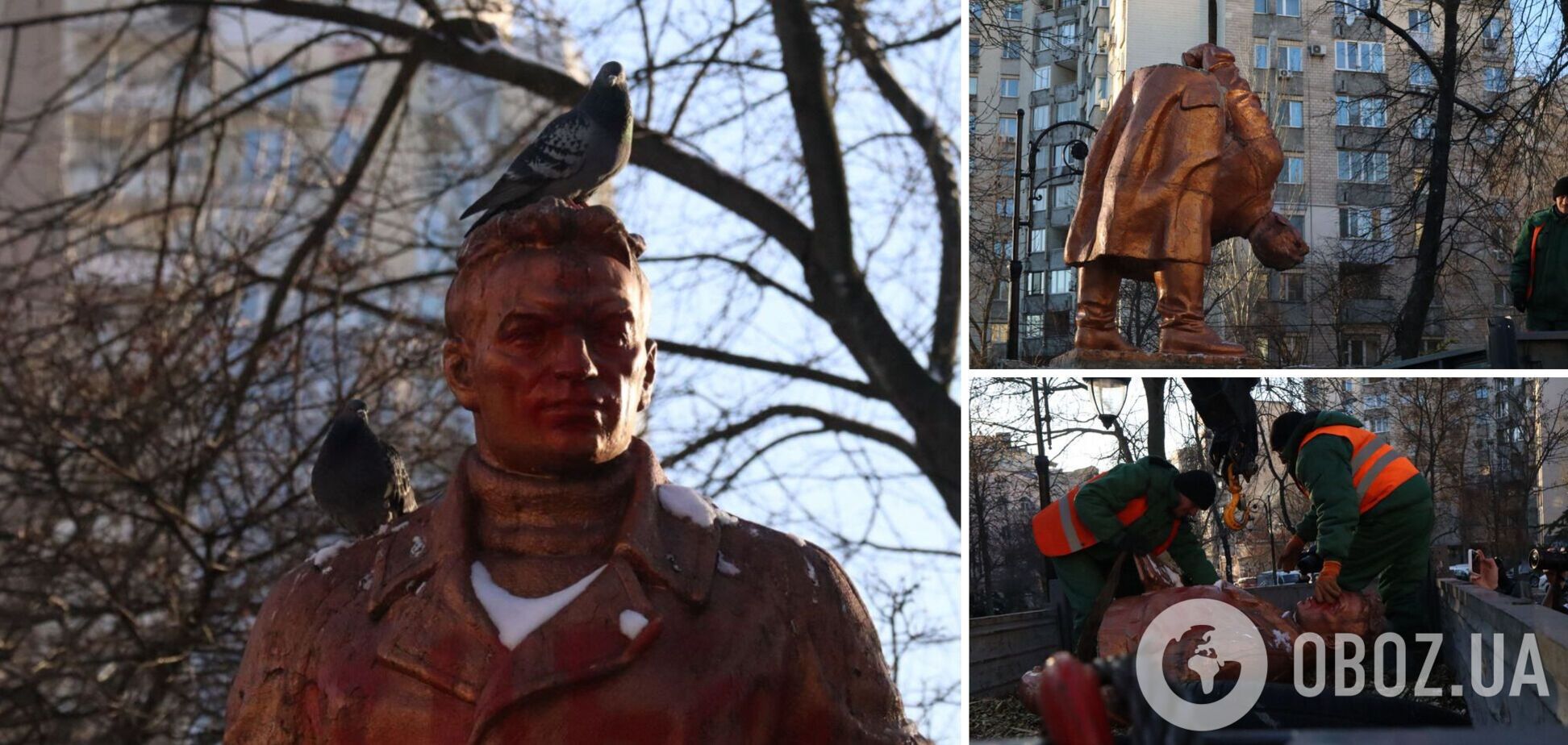 Окончание работ встретили аплодисментами: в Киеве демонтирован памятник Чкалову. Фото и видео