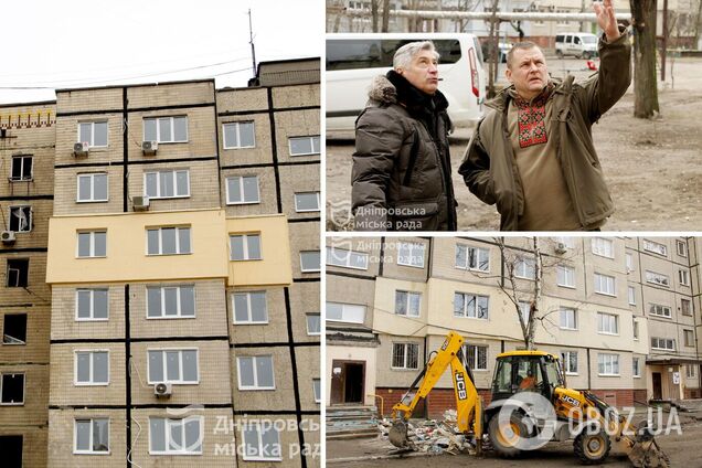 'Працювали з першої хвилини': Філатов перевірив відновлення будинку в Дніпрі, в який влучила ракета РФ