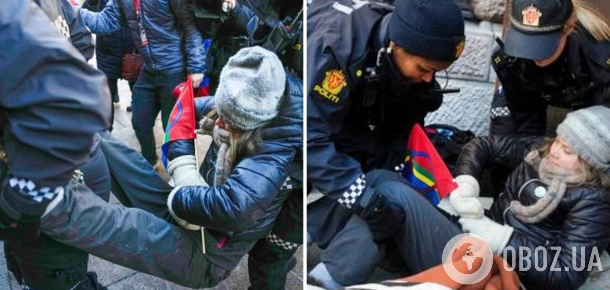 В Норвегии полицейские дважды задерживали Грету Тунберг, устроившую акцию против ветряных электростанций. Фото