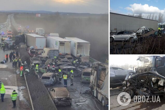 В Венгрии на трассе столкнулись более 40 автомобилей, пострадали десятки человек. Фото и видео