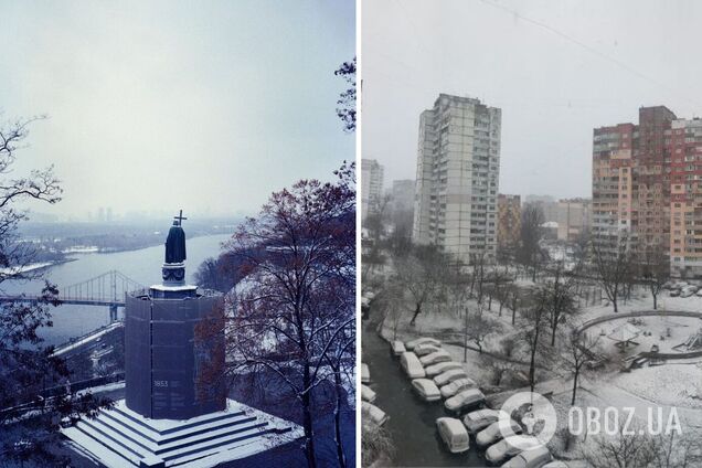 Киев накрыл весенний снегопад