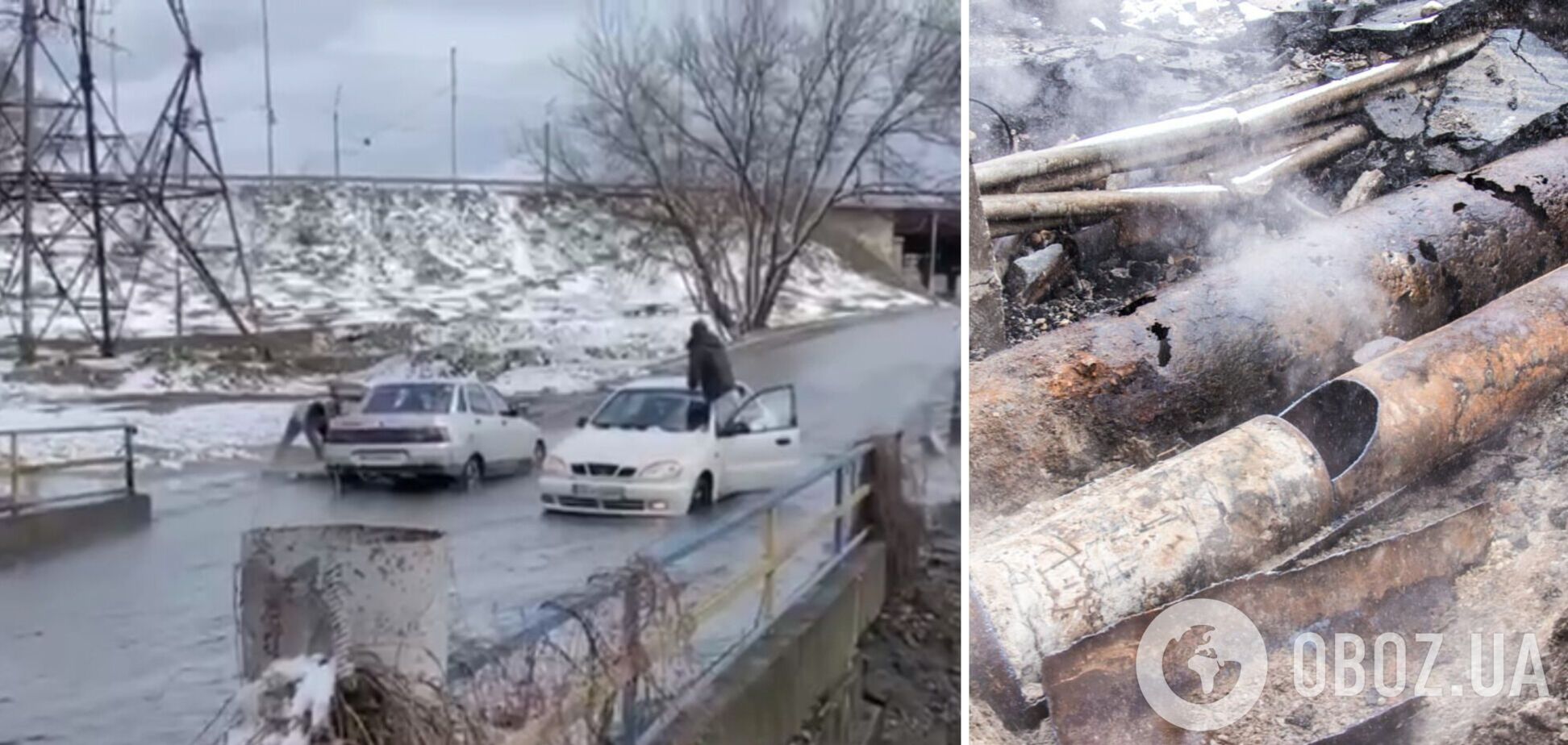 Несколько машин застряло в лужах