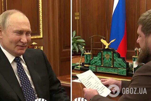 Кадыров после слухов о болезни появился на встрече с Путиным со 'шпаргалкой' об 'успехах'. Видео