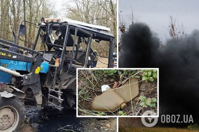 В Изюме в Харьковской области женщина подорвалась на мине 'Лепесток', а в Черниговской области на мину наехал тракторист. Фото