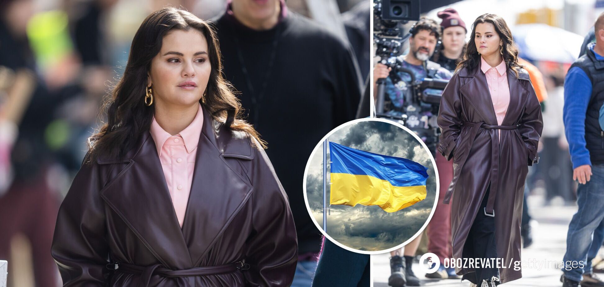 Селену Гомес заметили на съемках сериала в трендовом кожаном тренче от украинского бренда. Фото