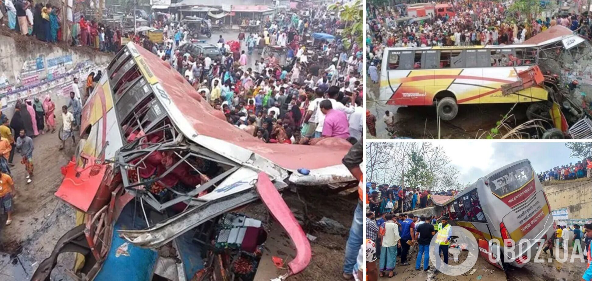 В Бангладеш автобус с пассажирами слетел с моста: по меньшей мере 19 погибших, десятки человек получили ранения. Фото