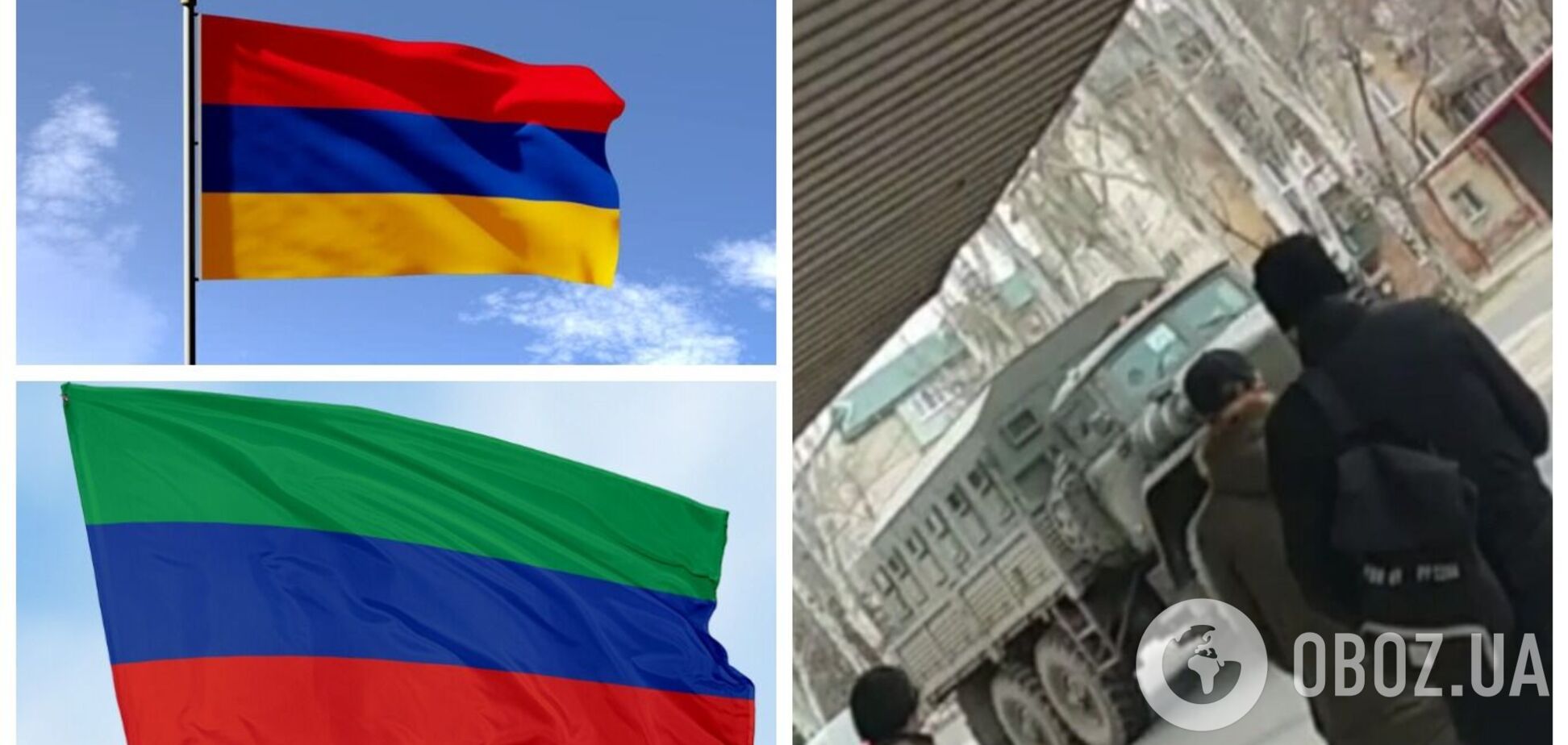 В оккупированном Мариуполе после визита Путина заметили грузовики с флагами Армении и Дагестана, – Андрющенко