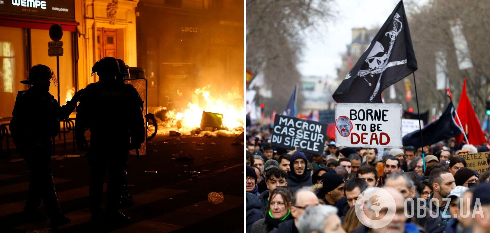 Парламент двічі намагався оголосити вотум недовіри уряду Макрона: у Франції масштабні протести через пенсійну реформу. Відео      