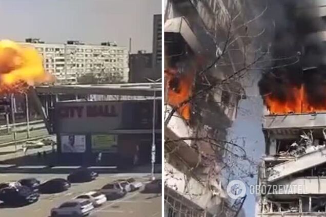 Оккупанты били прицельно: момент прилета по многоэтажке в Запорожье попал на видео