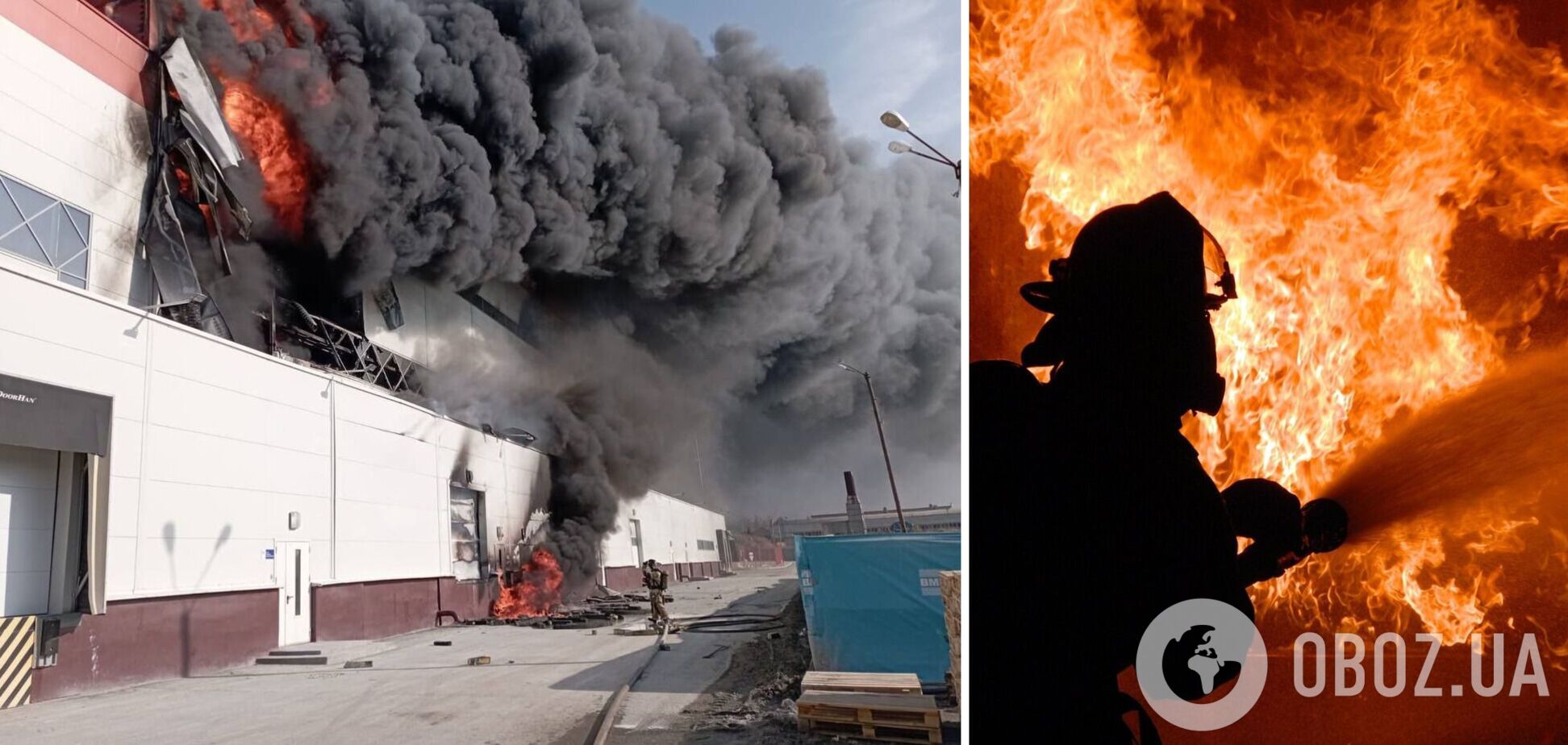 В Свердловской области РФ вспыхнул мощный пожар в научно-производственном комплексе: валит черный дым. Видео