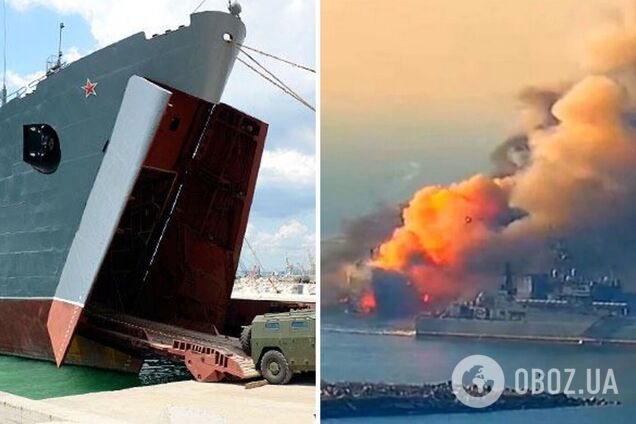 Окупанти через рік після удару ЗСУ визнали втрату великого десантного корабля 'Саратов' у  Бердянську