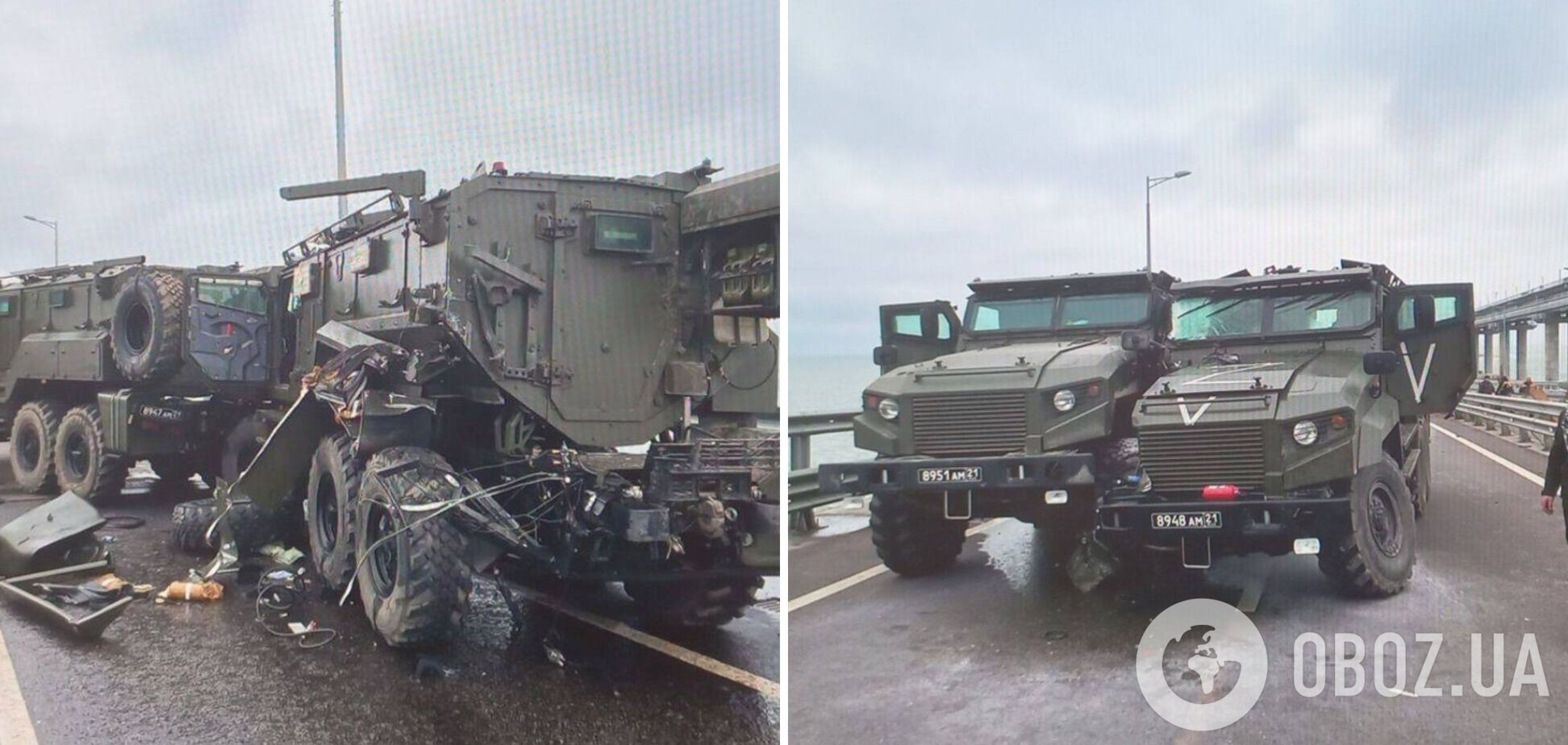 ГУР: оккупанты лишились пяти бронеавтомобилей 'Ахмат' на Крымском мосту. Фото
