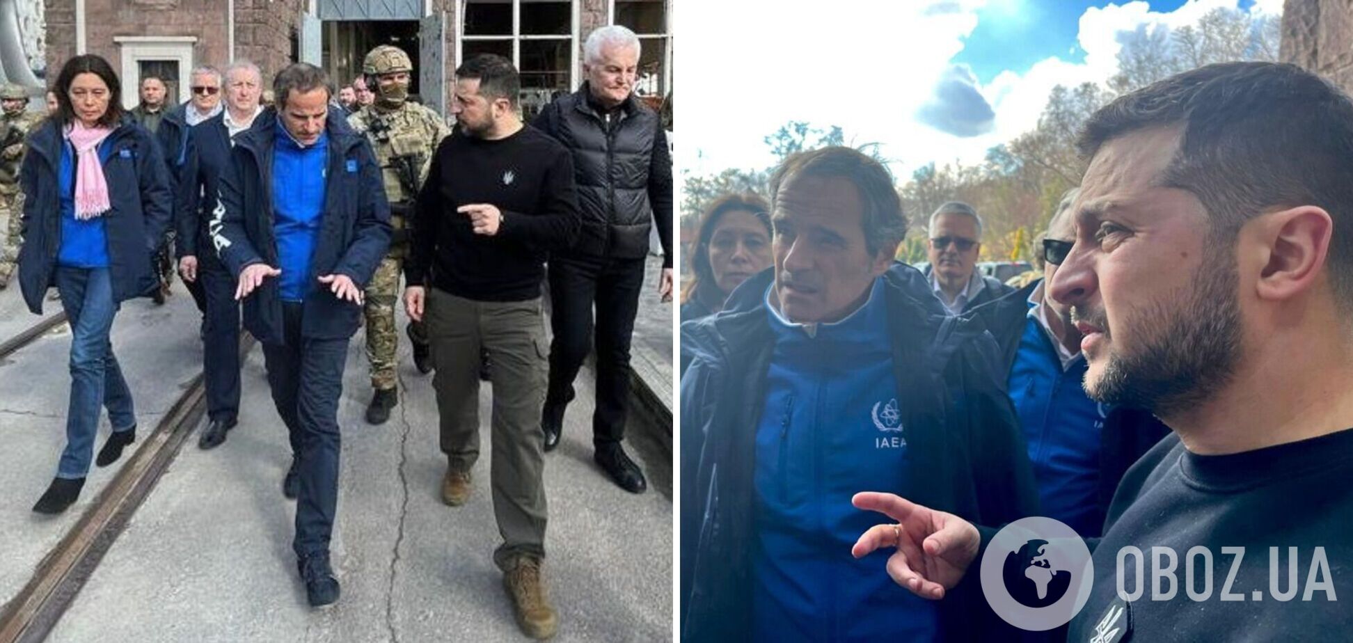 Зеленский встретился с директором МАГАТЭ Гросси в Запорожье: осмотрели поврежденную обстрелами РФ ДнепроГЭС. Фото