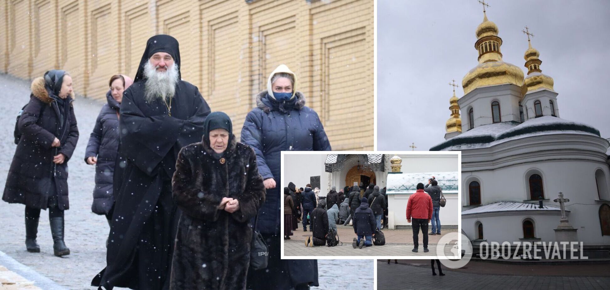 Утром в Лавру пришло около 300 верующих УПЦ МП