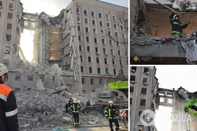 Российский ракетный обстрел здания ОГА в Николаеве