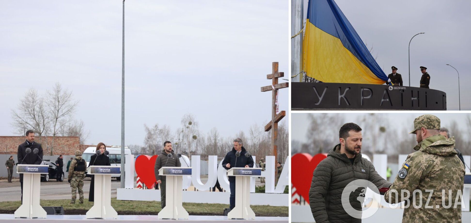 Зеленский побывал в Буче в годовщину освобождения города вместе с западными партнерами и вручил награды защитникам. Фото и видео