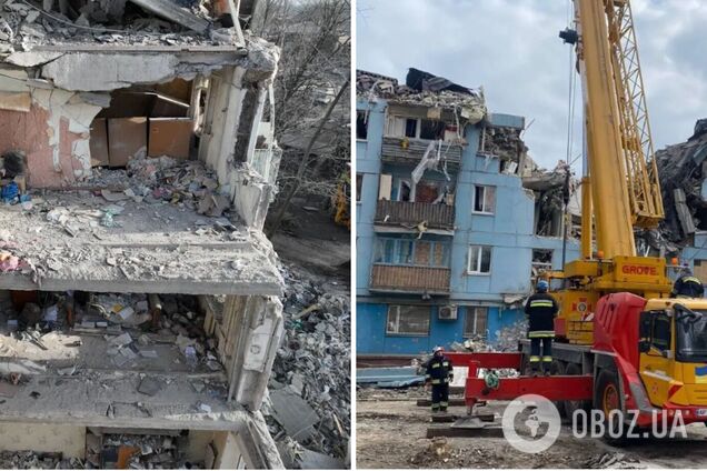 В Запорожье из-под завалов разрушенного ударом РФ дома достали бульдога Миру, которая провела там двое суток. Фото