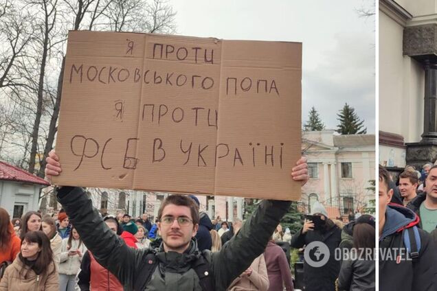 В Каменце-Подольском начались столкновения у собора Александра Невского, сторонники ПЦУ начали разворачивать палатки. Фото и видео