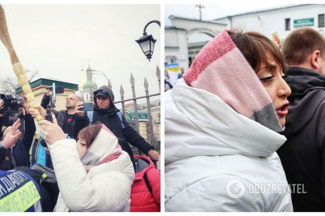 Прийшла з віником: скандальна активістка УПЦ МП Вікторія Кохановська влаштувала нову провокацію в Лаврі. Фото і відео