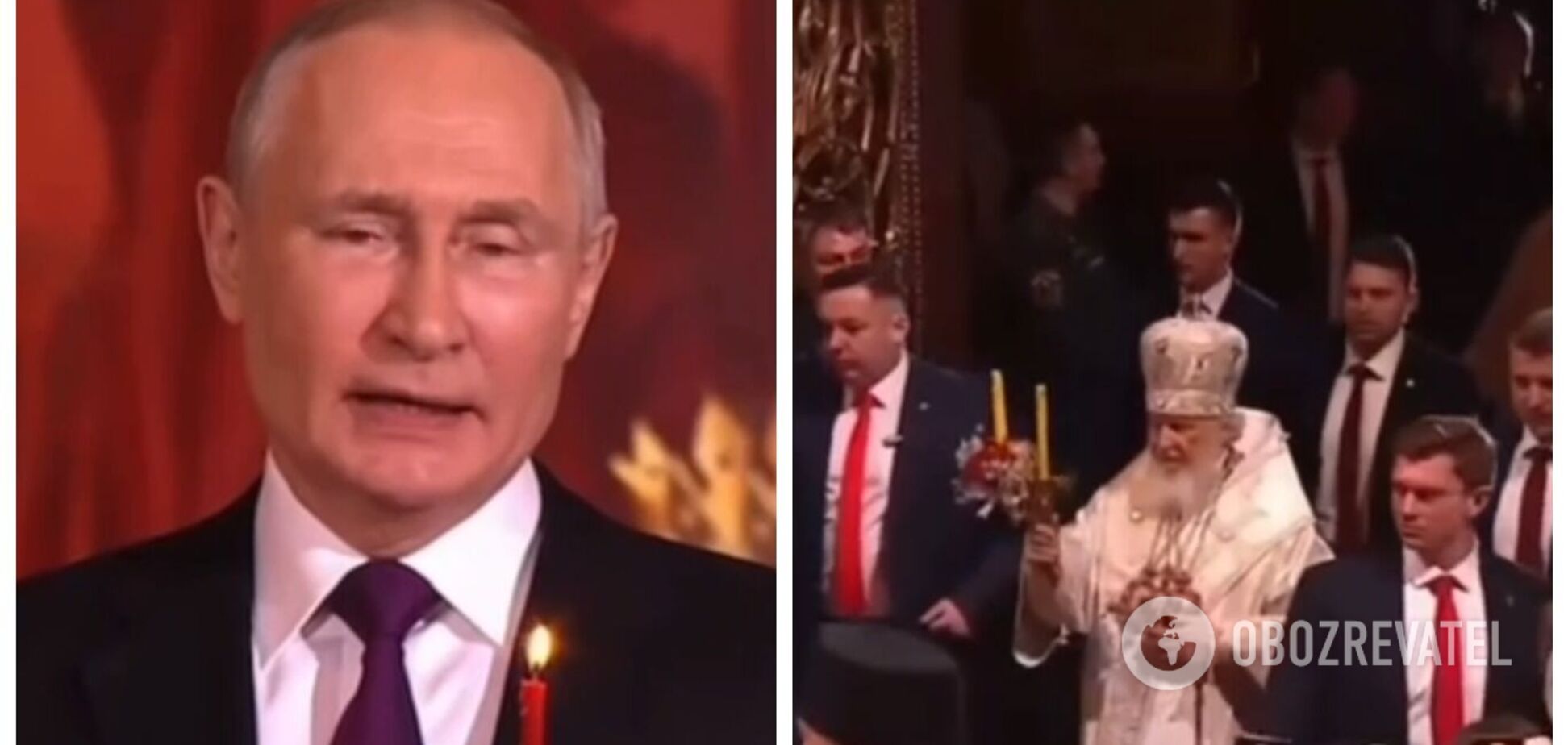 Патриарха РПЦ Гундяева во время Пасхального богослужения охраняли сразу шесть телохранителей. Видео