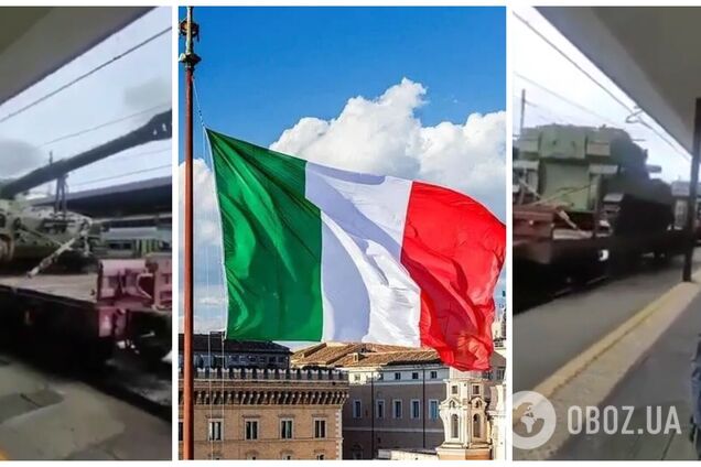 Ориентировочно в Украину: в Италии заметили поезд с самоходными гаубицами M109L, который двигался на восток. Видео