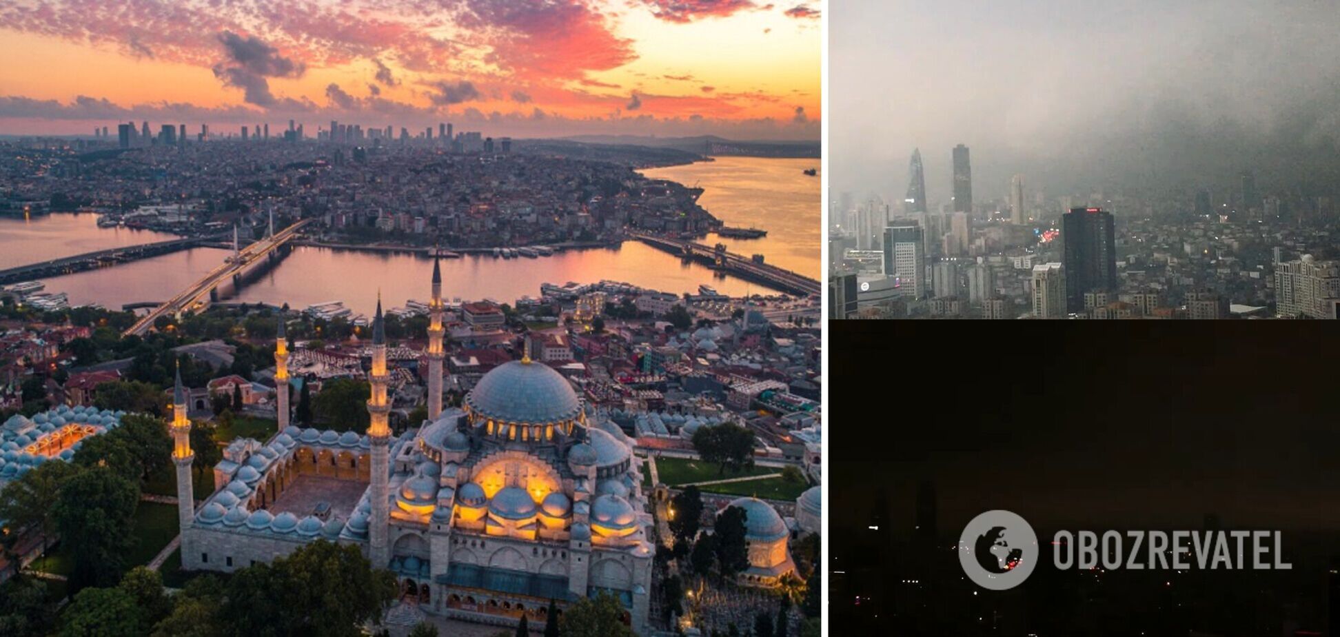 День превратился в ночь: в Стамбуле огромное черное облако вмиг погрузило город во тьму. Видео