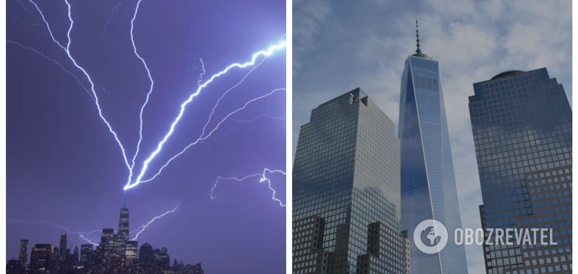 В Нью-Йорке молния попала во Всемирный торговый центр: видео момента