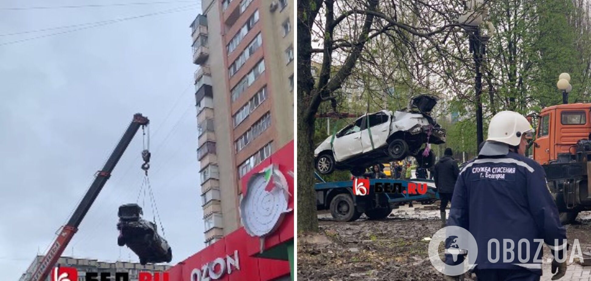 От взрыва авто приземлилось на крышу магазина: появились новые видео с места 'бавовны' в Белгороде