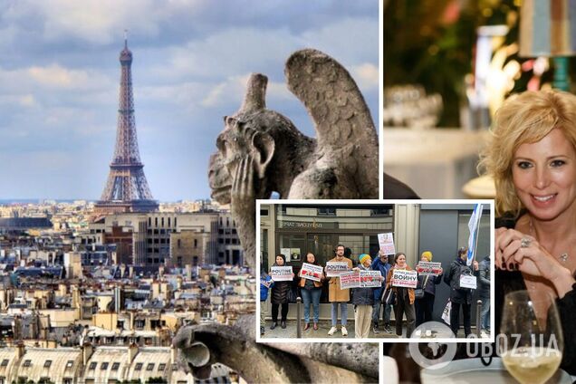 У Парижі біля будинку дружини заступника Шойгу влаштували пікет: вимагають не пускати її до ЄС. Фото