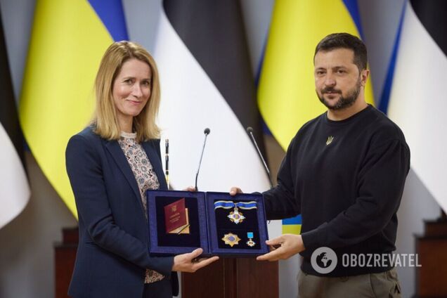'Спасибо за своевременную поддержку нашей обороны': Зеленский наградил премьера Эстонии Каю Каллас орденом Ярослава Мудрого. Видео