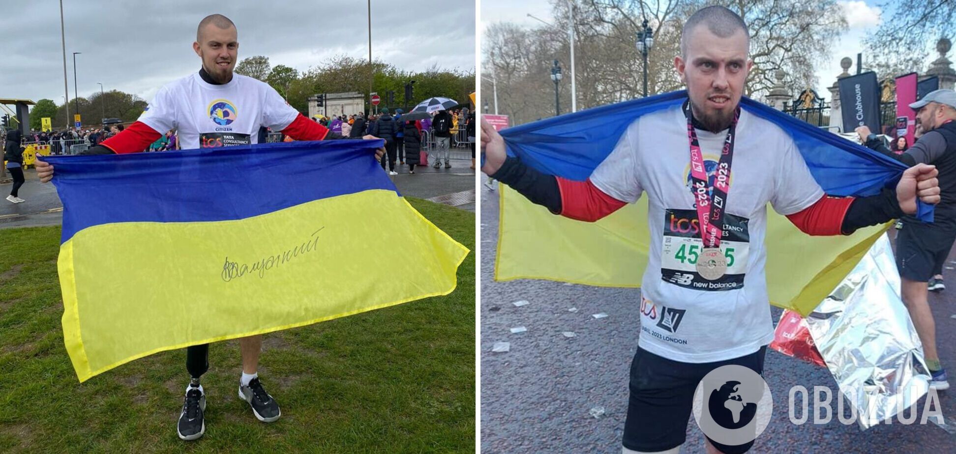 Украинский военный, потерявший на фронте ногу, пробежал Лондонский марафон: он собирает средства на помощь раненым бойцам. Видео