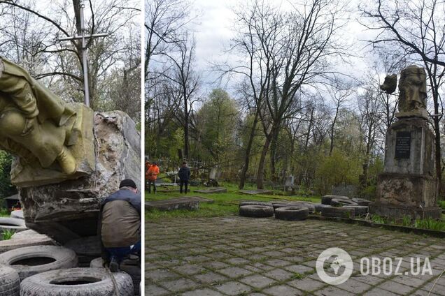 В Прикарпатье снесли советский монумент, который героизировал Красную армию. Фото