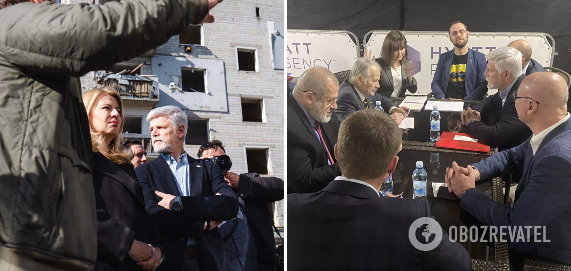 Президентам Чехии и Словакии во время воздушной тревоги в Киеве пришлось прятаться в укрытии. Фото