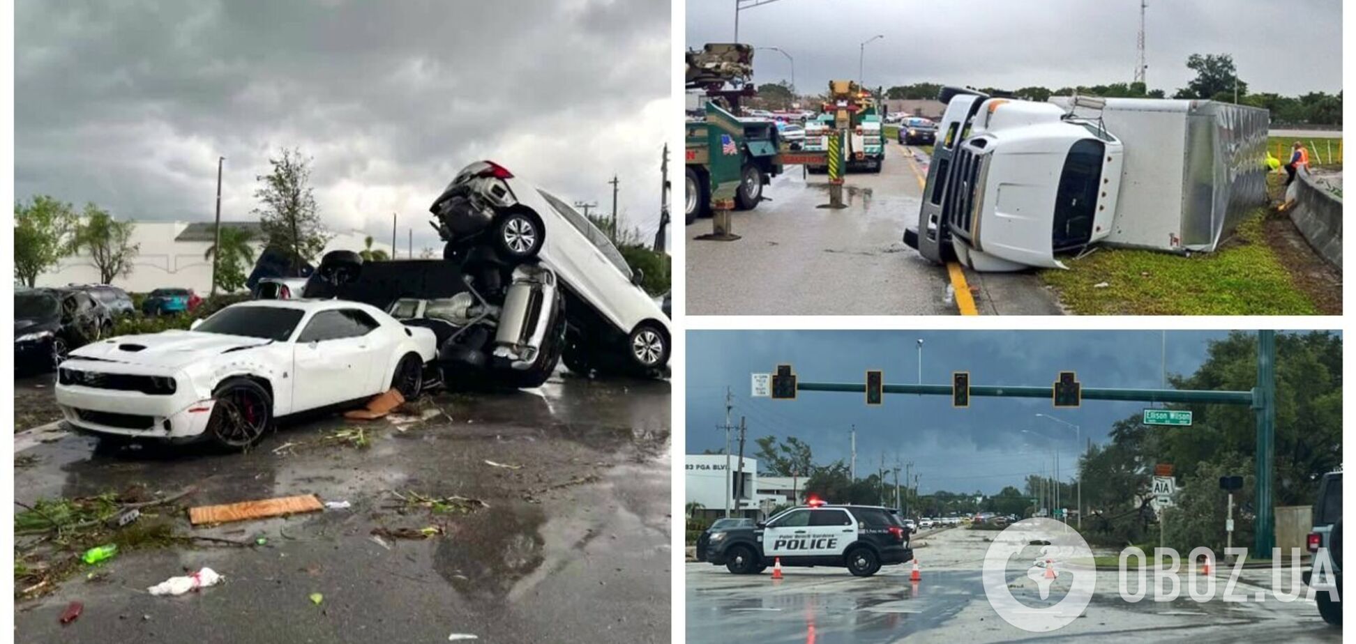 Мощный торнадо во Флориде перекидывал автомобили как игрушечные. Видео
